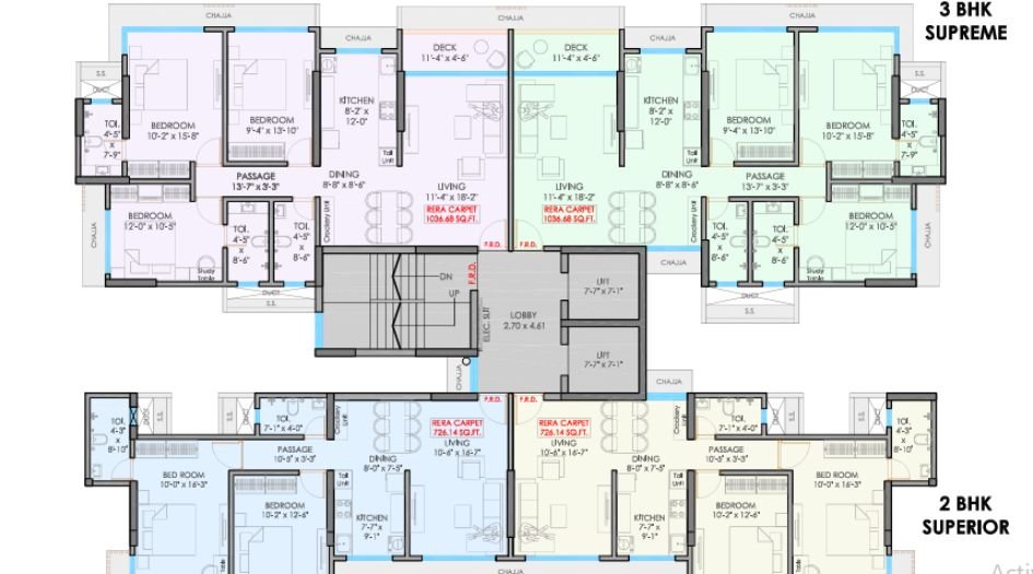Aurus-Gallery-2BHK-695-3BHK-992-floor-plan