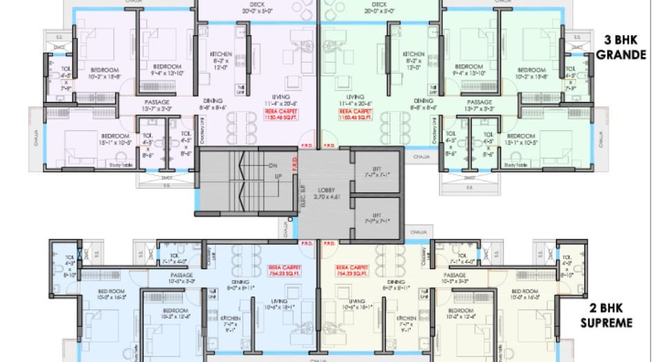 Aurus-Gallery-2BHK-754-3BHK-1150-Floor-Plan
